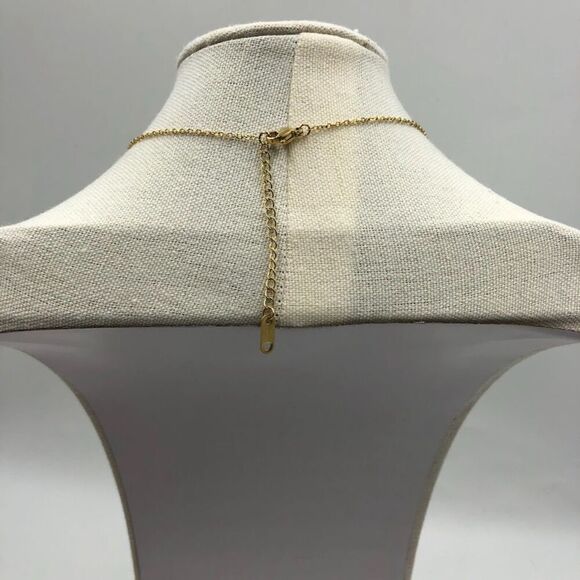 18K Gold Plated Stainless Steel Necklace Roman Numeral Dual Charm Waterproof - Picture 6 of 9